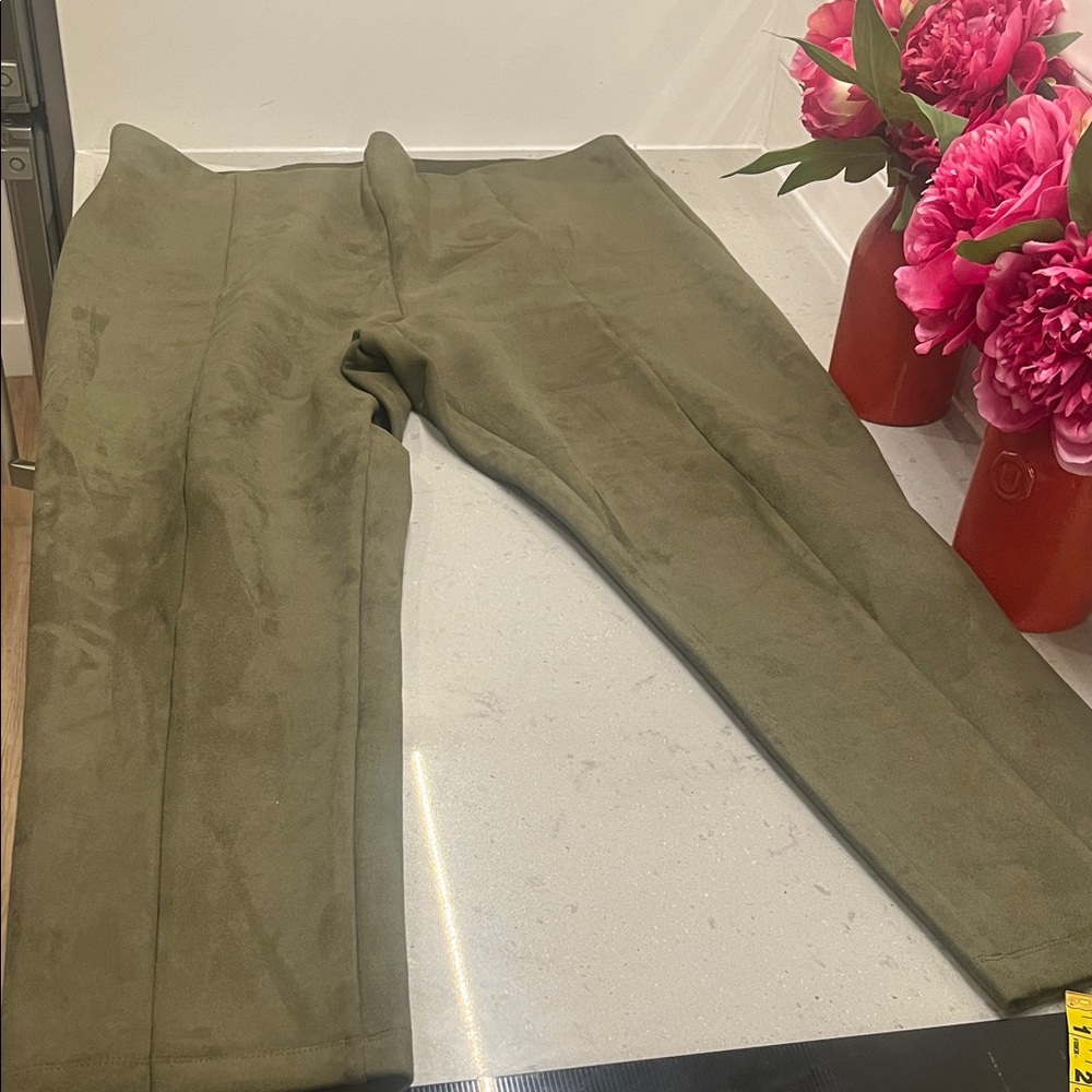 LOFT Dark Olive faux suede Trousers